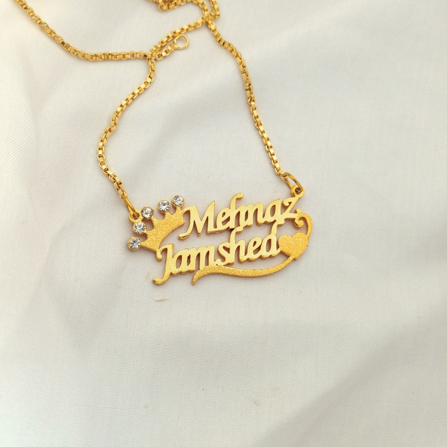 Diamond Crown Personalized Couple Name Necklace