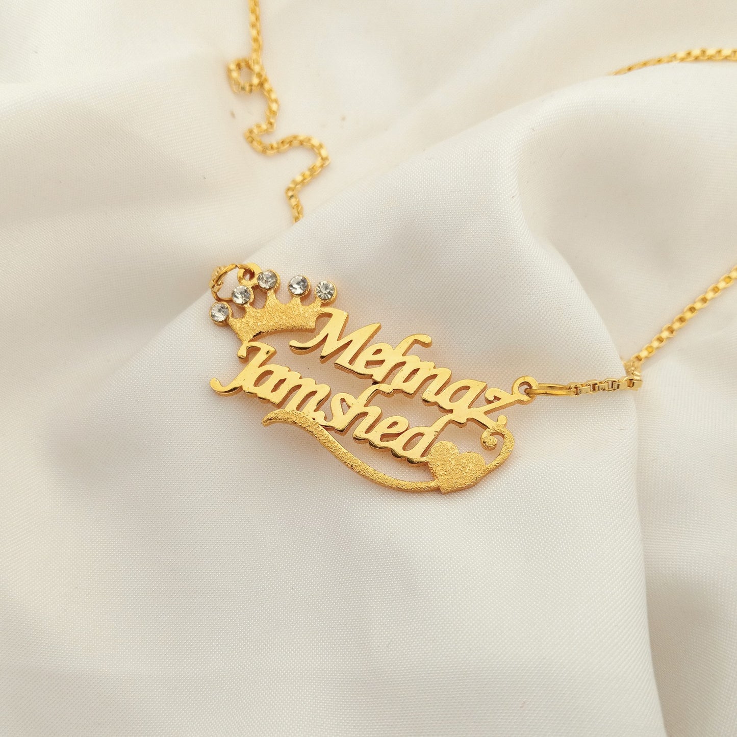 Diamond Crown Personalized Couple Name Necklace