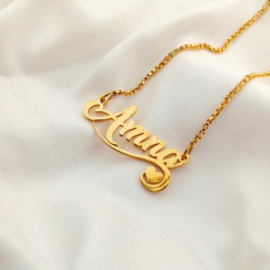 Twirl Heart Motif Personalized Name Necklace