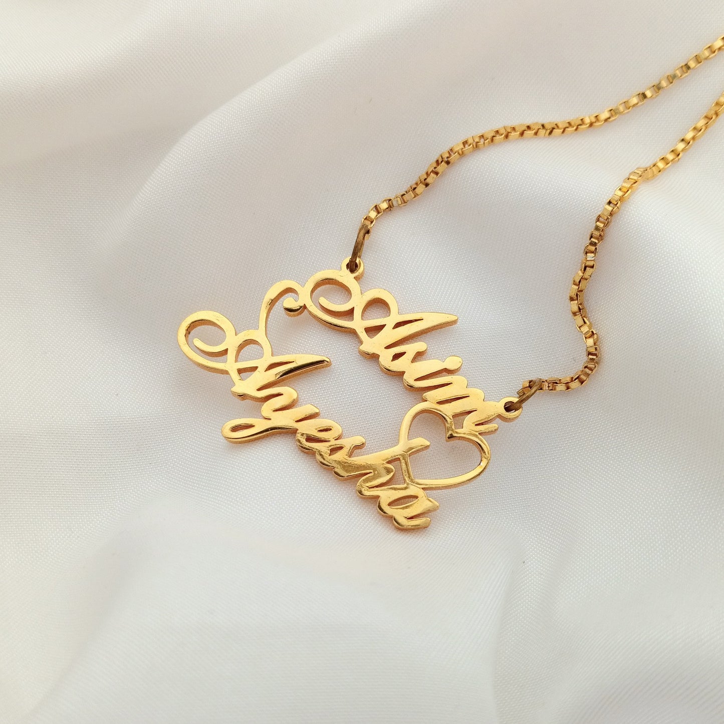 Love Script Personalized Couple Name Necklace