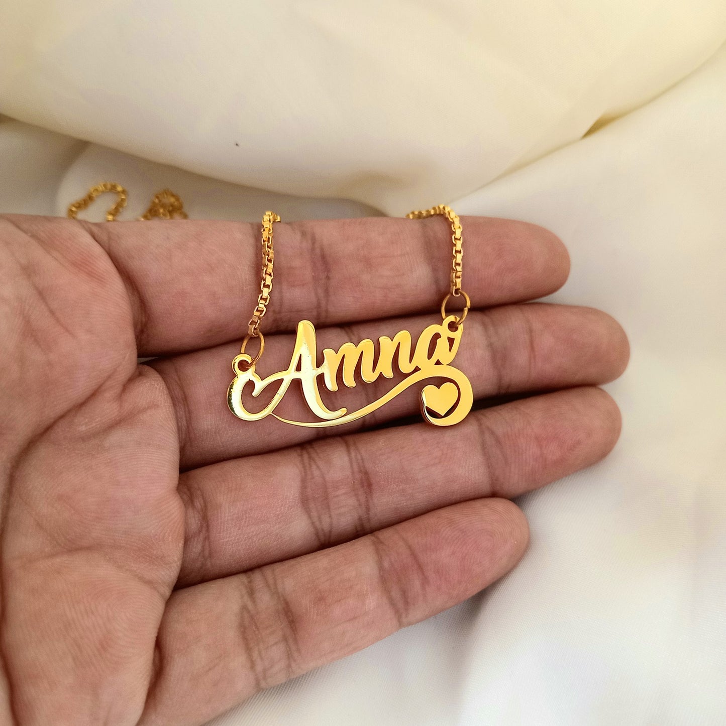 Twirl Heart Motif Personalized Name Necklace