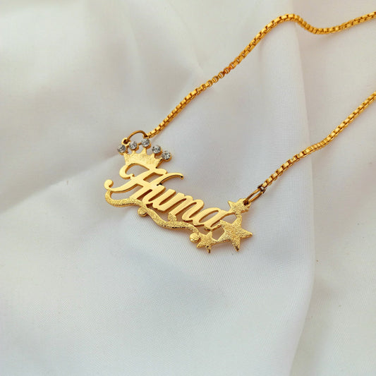 Crown Star Motif Personalized Name Necklace