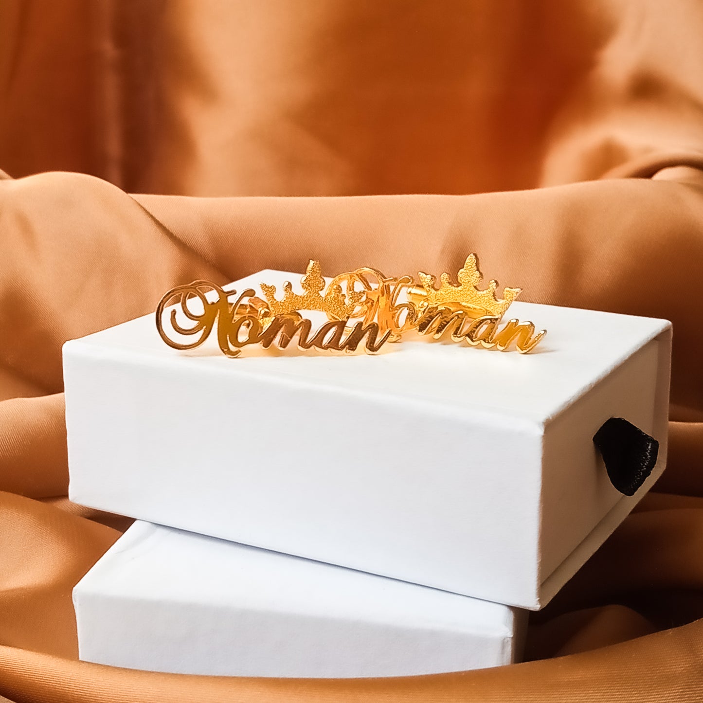 Crown Name Cufflinks Pair For Men