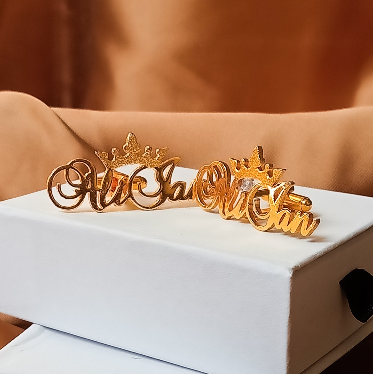 Crown Name Cufflinks Pair For Men