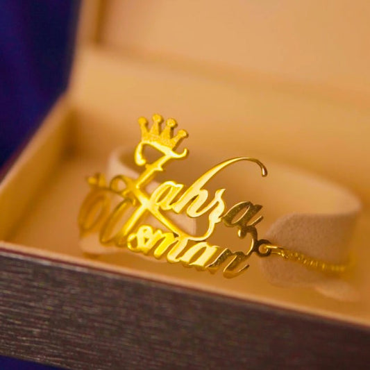 Personalized Crown Name Chain Bracelet