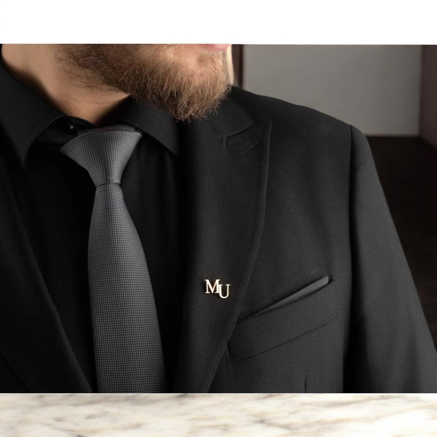 Minimal Initial Coat Brooch For Men